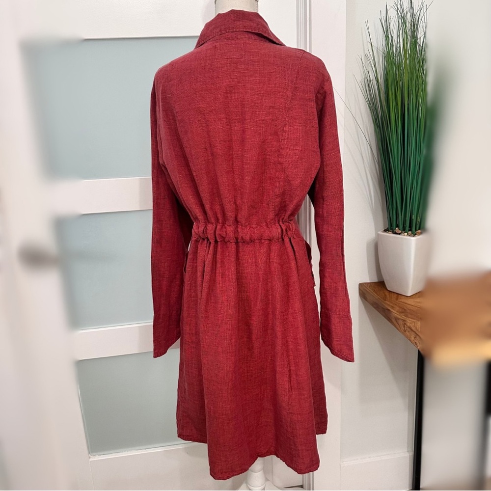 Vintage Flax Button-Front Medium (adjustable) Linen Midi Dress Lagenlook - Picture 2 of 9